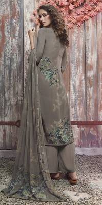 Brown floral print crepe salwar 3