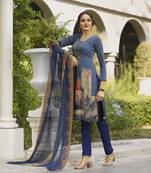 Blue embroidered crepe salwar