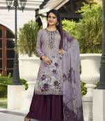 Purple embroidered crepe salwar
