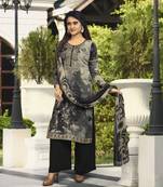 Grey embroidered crepe salwar