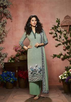 Green diamond work crepe salwar 1
