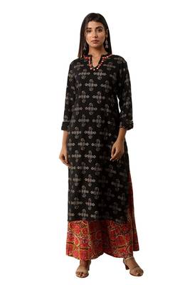 Black printed rayon ethnic-kurtis 1