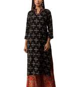 Black printed rayon ethnic-kurtis