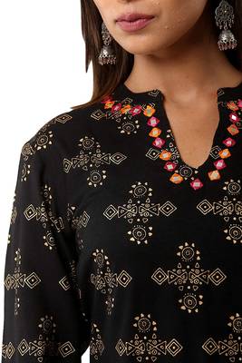 Black printed rayon ethnic-kurtis 3