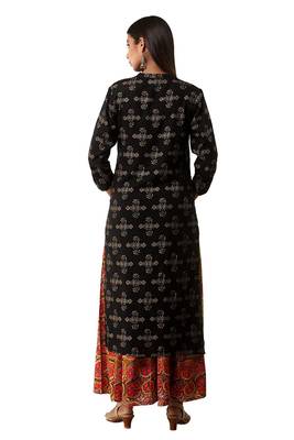 Black printed rayon ethnic-kurtis 4