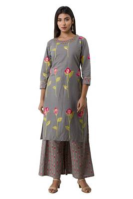 Grey printed rayon ethnic-kurtis 1