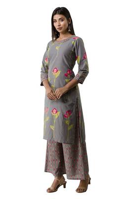 Grey printed rayon ethnic-kurtis 2