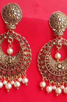 RozMili Antique Gold plated metal Drop Earrings for Women & Girls