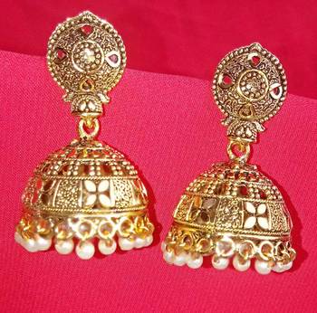 RozMili Oxidized Gold Plated metal jhumki Earrings for women & Girls 3