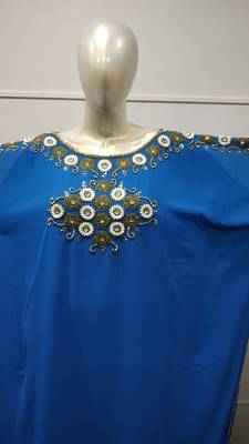 Henna Party Gown Jasmine Designer Farasha Aztec Boho Khaleeji Thobe Dress  2