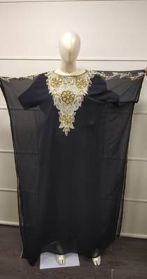 Dubai Abaya Hand Embroidery Jilbab Traditional Arabic Maxi Dress Gown 1
