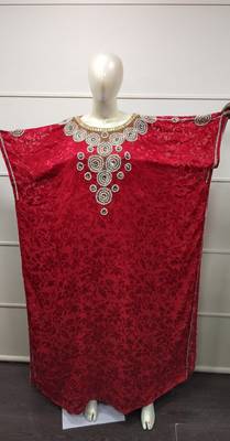 Dubai Zardosi Hand Embroidery Jilbab Traditional Arabian Maxi Dress Gown 1
