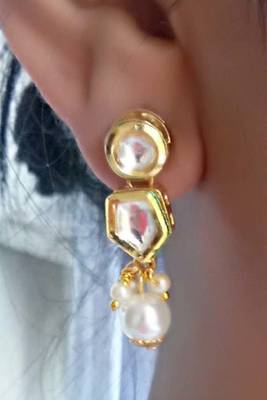 RozMili High precious Quality kundan Brass metal back with Meena kari Drop Earrings for women and Girls 3
