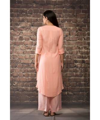 sulochana jangir old rose pink linen silk kurta with anchor hand embroidery paired with matching pants 2
