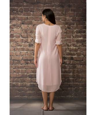 sulochana jangir baby pink linen silk kurta with rose hand embroidery 2