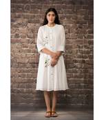 sulochana jangir white linen georgette tunic with geeth work .