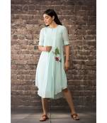 sulochana jangir sky blue linen georgette tunic with bird and bud  embroidery