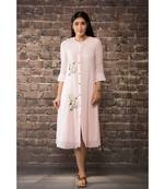 sulochana jangir aby pink linen georgette tunic with geeth work.