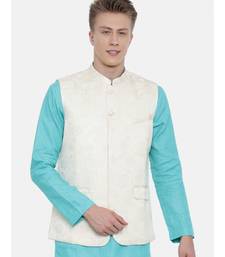 Mayank Modi Cream Jaquard Silk Jacket