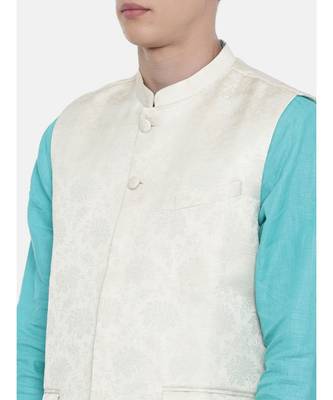 Mayank Modi Cream Jaquard Silk Jacket 2