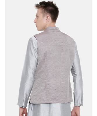 Mayank Modi Wine Checkered Silk Jacket 4