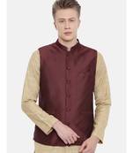 Mayank Modi Chocolate Brown Embroidered Silk Jacket