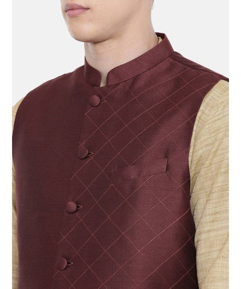 Mayank Modi Chocolate Brown Embroidered Silk Jacket