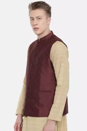 Mayank Modi Chocolate Brown Embroidered Silk Jacket