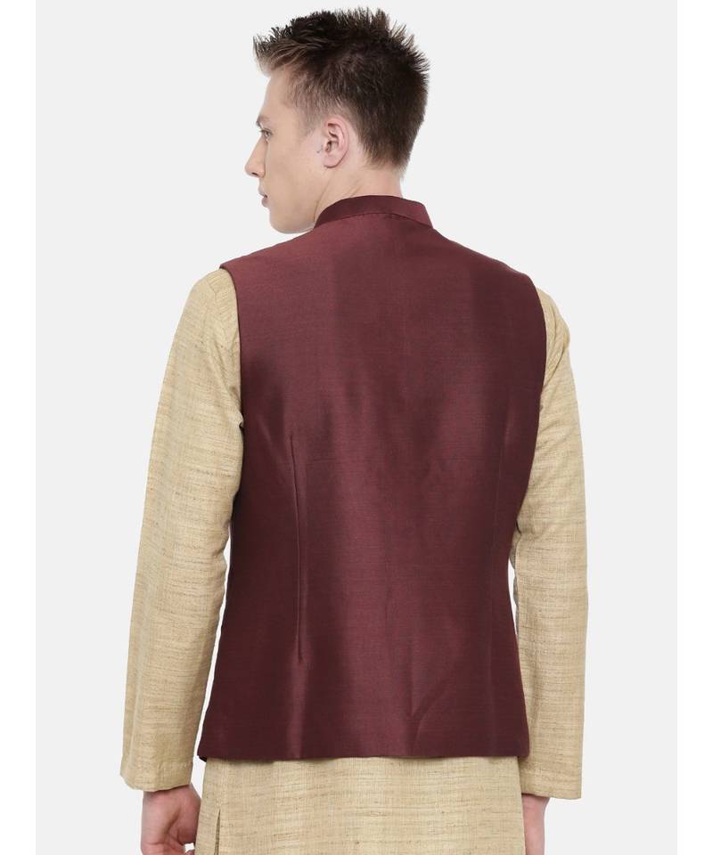 Mayank Modi Chocolate Brown Embroidered Silk Jacket