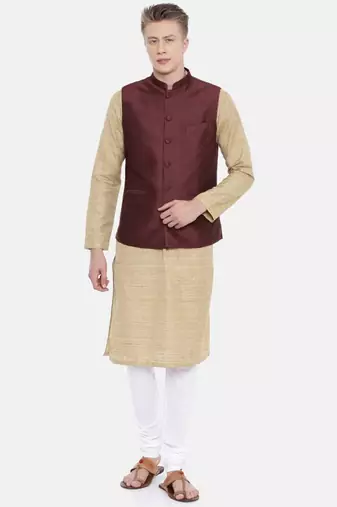 Mayank Modi Chocolate Brown Embroidered Silk Jacket