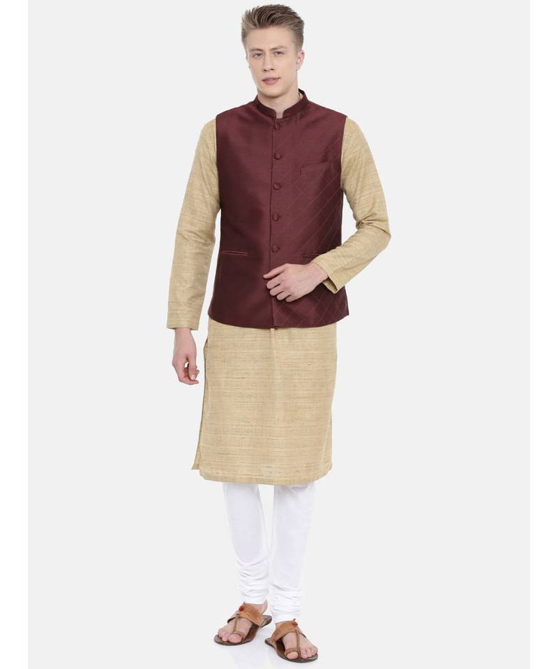 Mayank Modi Chocolate Brown Embroidered Silk Jacket