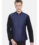 Mayank Modi Navy Blue Silk Embroidered Jacket