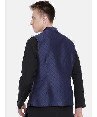 Mayank Modi Navy Blue Silk Embroidered Jacket 4