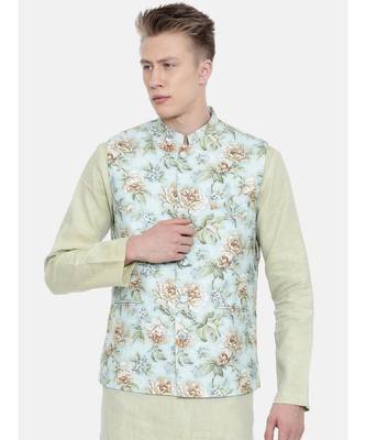 Mayank Modi Linen Green Printed Jacket 1