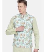 Mayank Modi Linen Green Printed Jacket