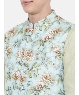Mayank Modi Linen Green Printed Jacket 2