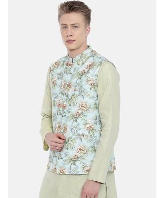 Mayank Modi Linen Green Printed Jacket 3