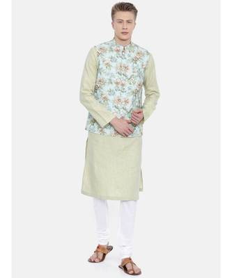 Mayank Modi Linen Green Printed Jacket 5