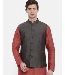 Mayank Modi Charcoal Grey Classic Nehru Jacket
