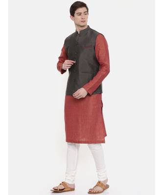 Mayank Modi Charcoal Grey Classic Nehru Jacket 5