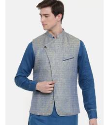 Mayank Modi Blue Linen Jaquard Jacket