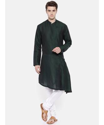 Mayank Modi 100% Linen Green Kali Kurta 1