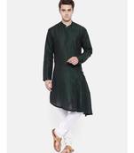Mayank Modi 100% Linen Green Kali Kurta