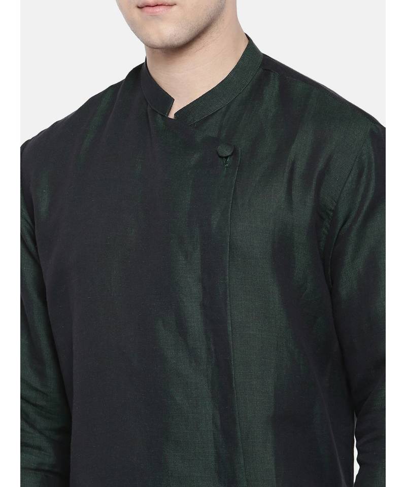 Mayank Modi 100% Linen Green Kali Kurta