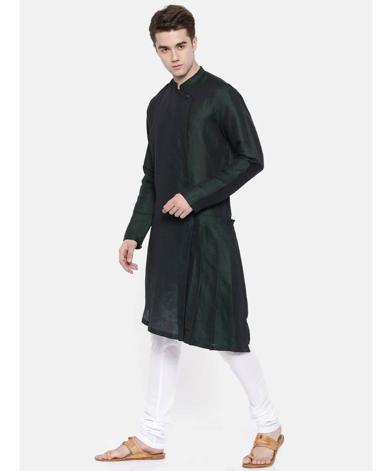 Mayank Modi 100% Linen Green Kali Kurta