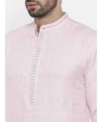 Mayank Modi Pink Linen Embroidery Kurta 2