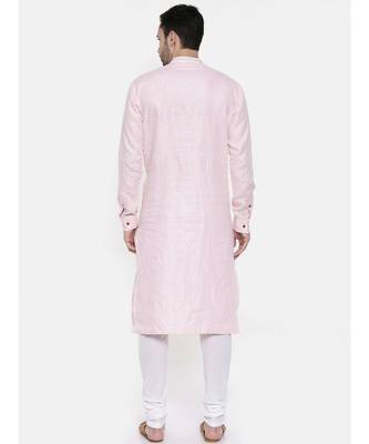 Mayank Modi Pink Linen Embroidery Kurta 4