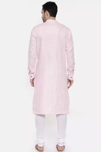 Mayank Modi Pink Linen Embroidery Kurta