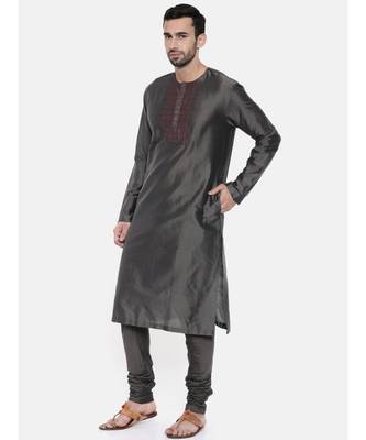 Mayank Modi Charcoal Grey Embroidery Kurta 3