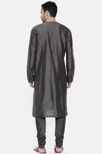 Mayank Modi Charcoal Grey Embroidery Kurta